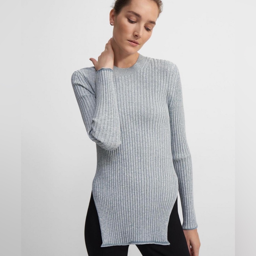 Theory Mouline Light Blue Long Sleeve Top